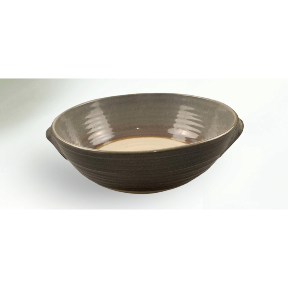 Haeger Pottery Large Serving Swirled Ribbed Bowl #186 USA With Handles